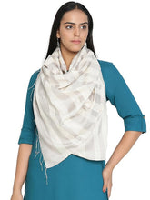Cotton Silk Scarf Lightweight Moonlight Stripe Dobby Print